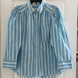 Free People button-down shirt with striped patterns and puffed,
